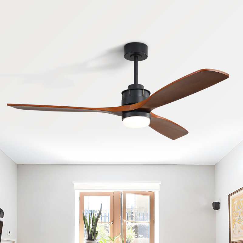Nicola 60" W 3-Blade LED Ceiling Fan, Matte Black/Dark Brown
