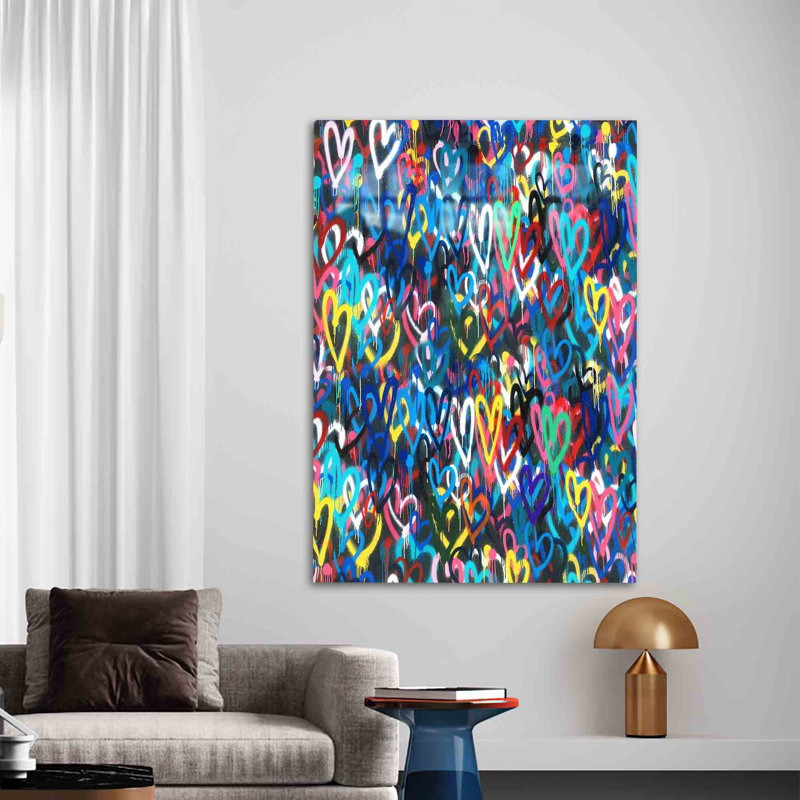 Art mural en verre multicolore sur le thème du cœur, parfait pour illuminer n'importe quel espace de vie