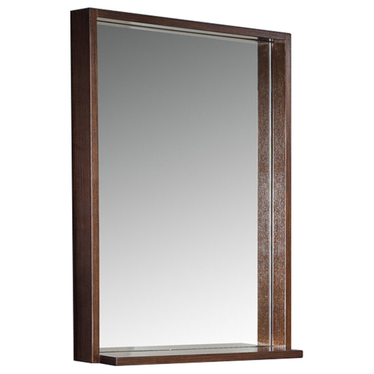 Fresca Allier Rectangular Wood Framed Bathroom Vanity Mirror with Shelf