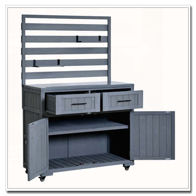 Chariot de cuisine en bois massif 64,9 po H