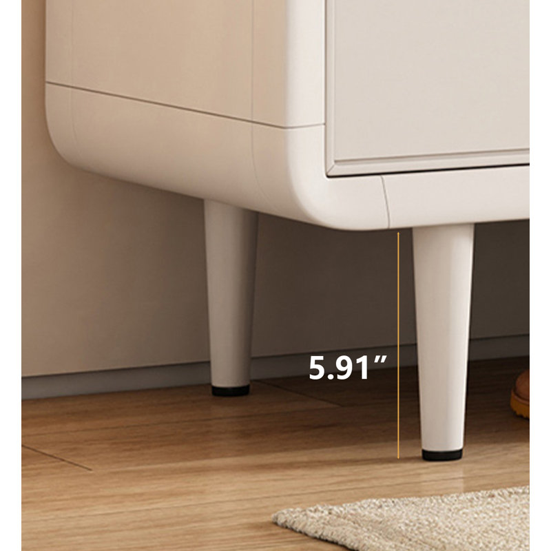 Modern Creamy Style White Aluminum Alloy Shoe Storage Bench