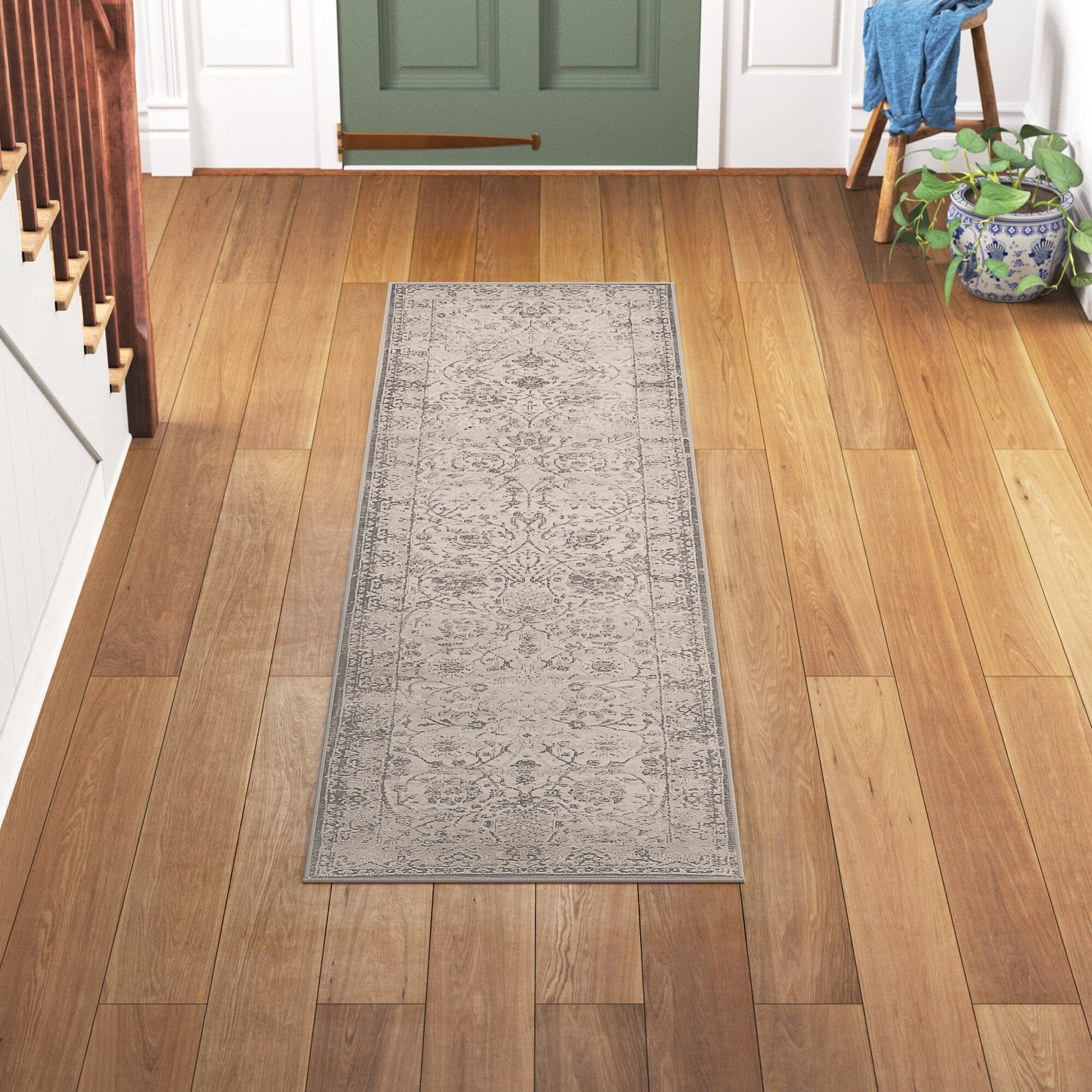 Lynnette Gray Beige Oriental Rug, Runner 2'2" x 8'