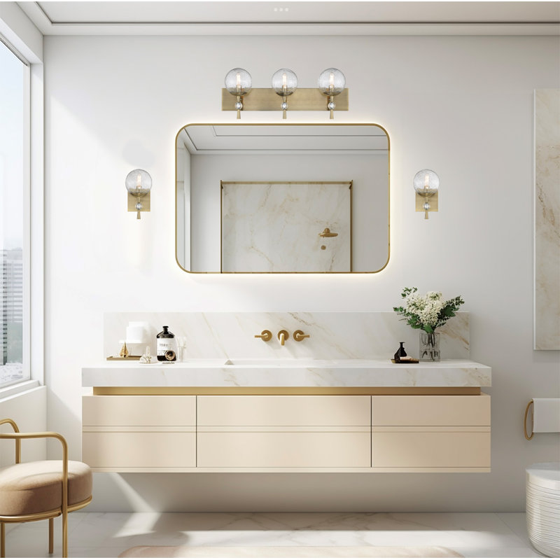 Laiton vieilli oxydé avec lumière de coiffeuse transparente Mercer41 Marvaa, 3