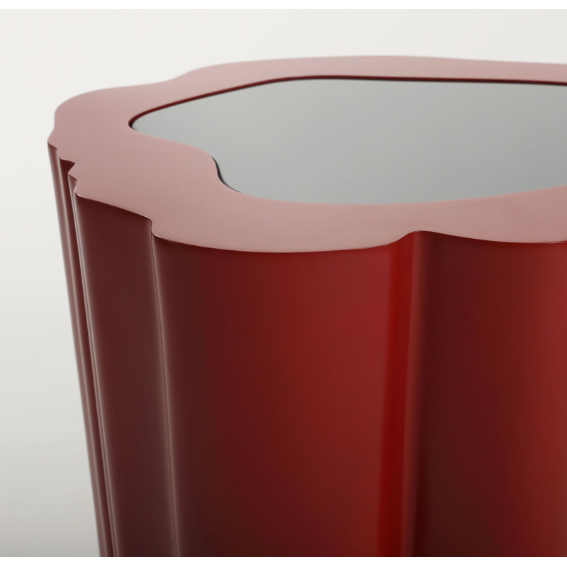 Amorphous Cocktail Table W/Glass Top, Red