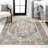 Keesha Bold Distressed Medallion Low-Pile Machine-Washable Blue/Cream Rug-965308623