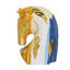 Ceramic Horse Head Sculpture with Abstract Multicolored Finish