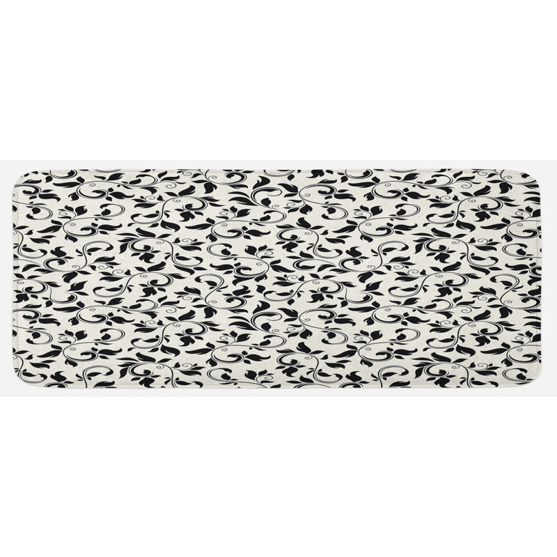 Traditional Floral Synthetic Kitchen Mat
