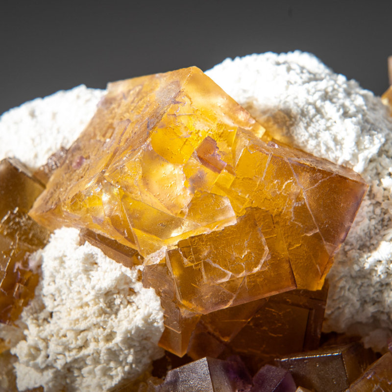Yellow Fluorite with Barite from Elmwood Mine, Carthage, Smith County, Tennessee