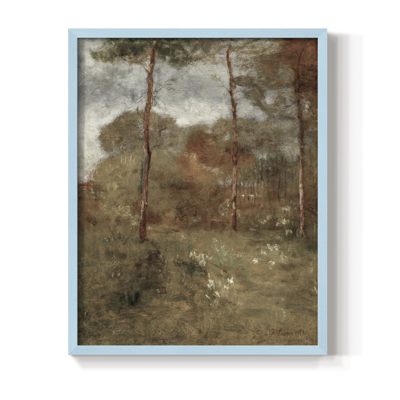 «Vintage Landscape CLXVII», reproduction encadrée - bois massif, Bleu, H 11 po x l 9 po