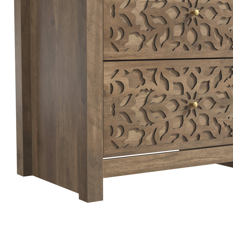 Commode 6 tiroirs L 45,4 po Lukasik, Chêne noueux