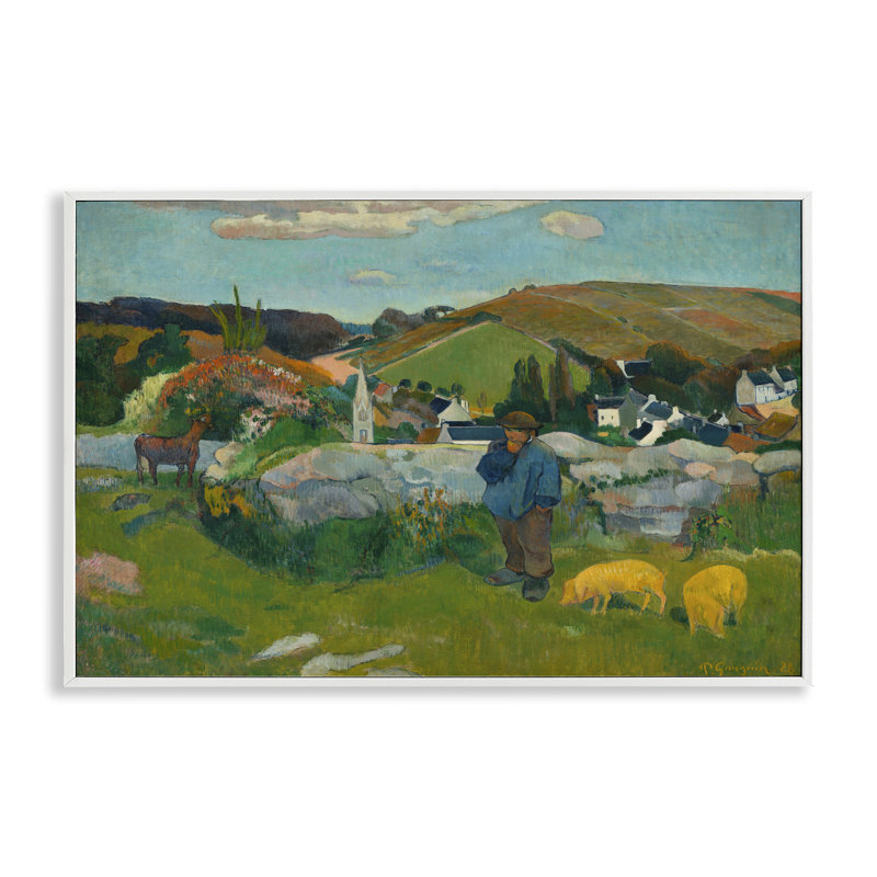 «Classic Gauguin Swineherd», art de la giclée encadrée par one1000paintings, Estampe numérique encadrée blanc bord de mer