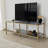 Modern TV Stand with 100% Tempered Glass Top, Dark Grey & Gold Finish | Metal Frame, 51.2 x 17.7 x 15.7 inches | Sleek Design for Living Room & Entertainment Spaces, Stylish & Durable, Easy Assembly Required-1943492466