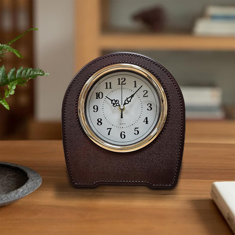 Aatiqah Analog Electric Tabletop Clock, Dark Brown