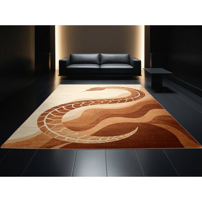Tapis beige moelleux moelleux et moelleux à motif arc-en-ciel moderne et doux