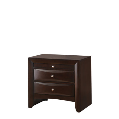2 Drawer Nightstand In Brown - Solid Wood For Bedroom Functionality Contemporary Appealing