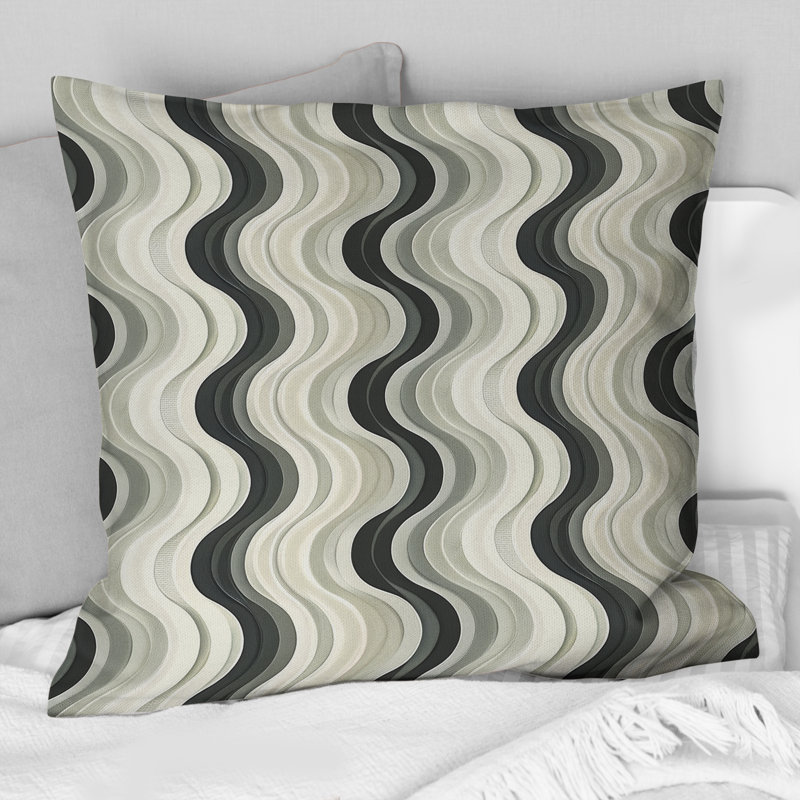 Coussin décoratif gris à motif géométrique Midcentury IV, H 18 po x l 18 po