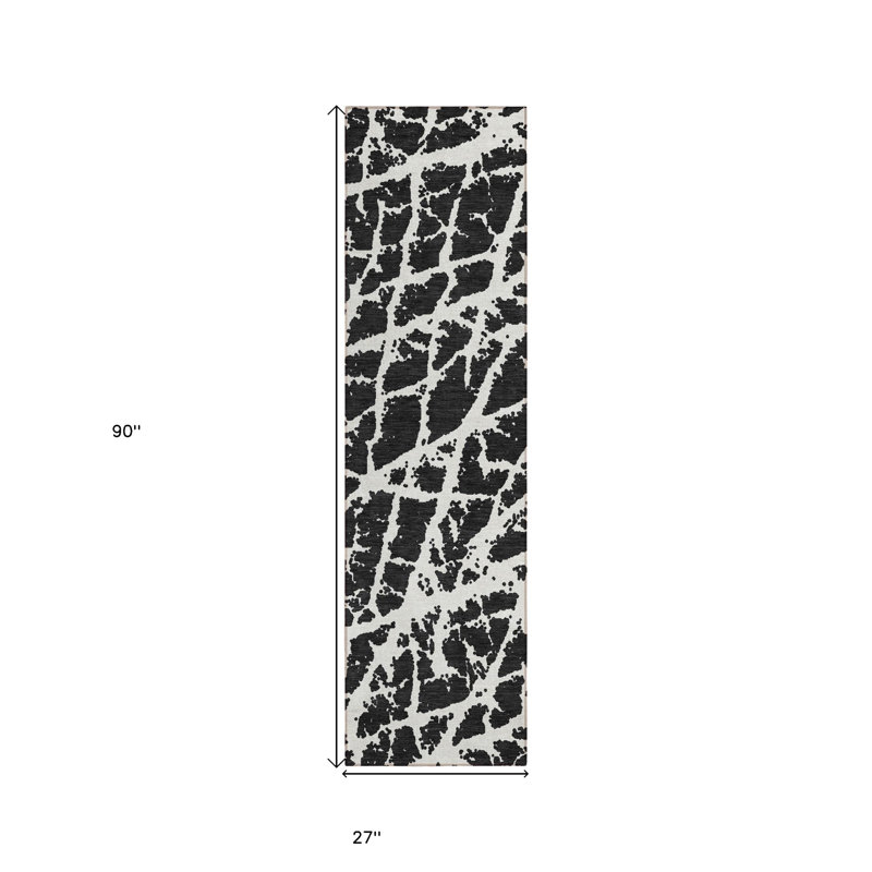 Tapis de couloir d'extérieur 8 pi noir et blanc