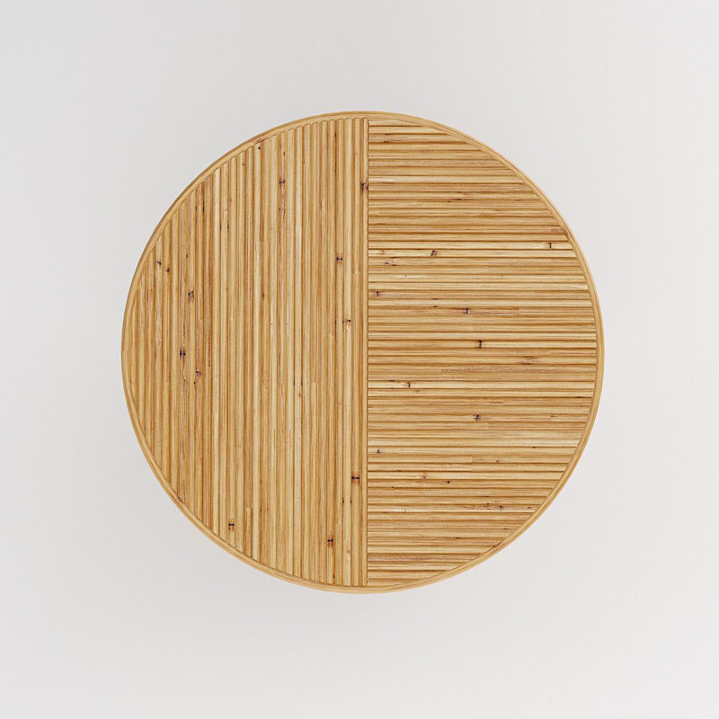 Ashutosh Rattan Round Table, Modern Unique Boho Block End Table