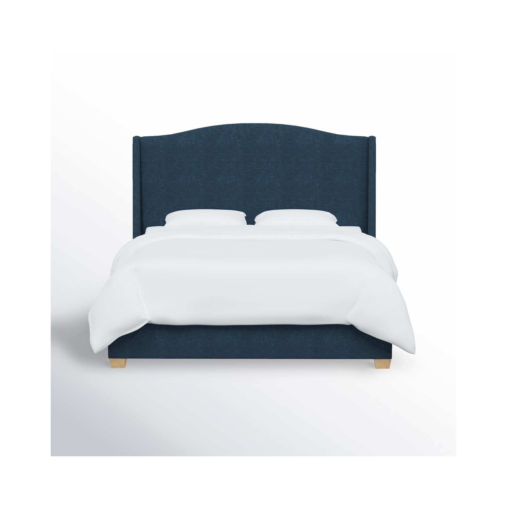 Allis Upholstered Wingback Bed, Zuma Navy Textured Linen, Twin