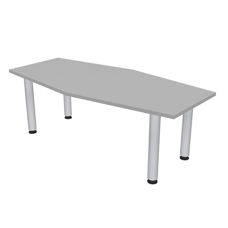Table hexagonale avec pieds Nyemia, Brouillard gris, Nickel brossé, L 60 po x l 36 po
