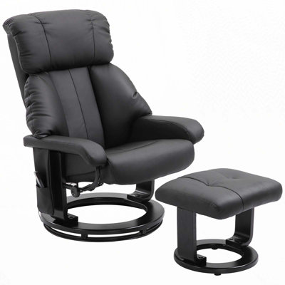 Massage Recliner Chair With Ottoman, 360° Swivel Recliner And Footstool, 10 Point Vibration, PU Leather Reclining Chair With Side Pocket And Remote Control