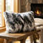 Coussin imprimé animal en fausse fourrure de lapin Ivoire-763813626