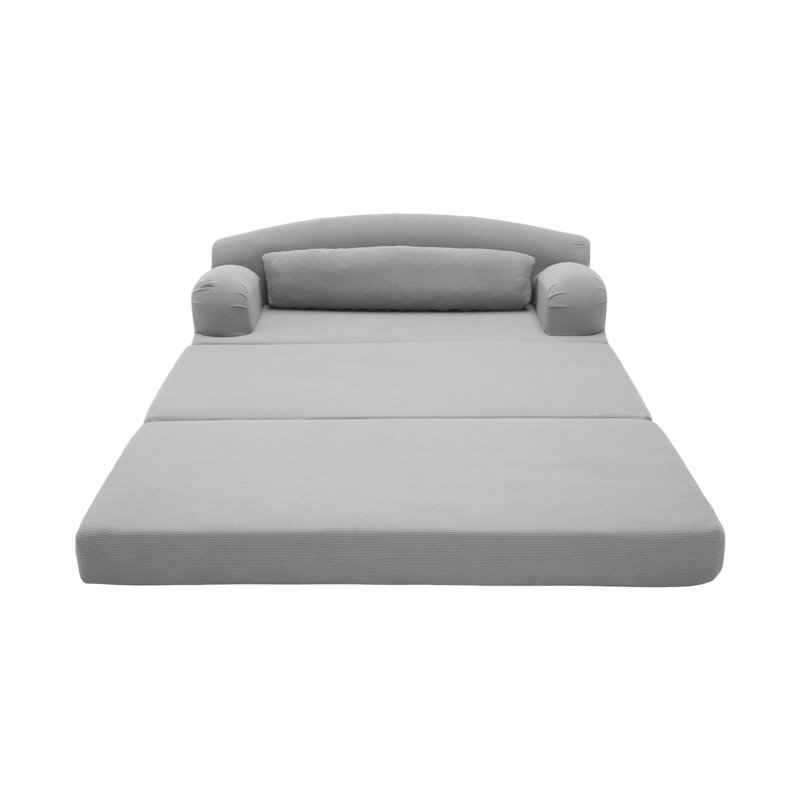 Canapé-lit pliable en velours côtelé gris foncé, peu encombrant, Gris