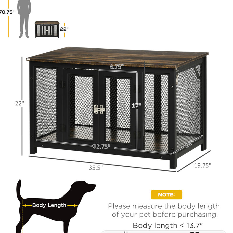 Abri pour petits chiens - brun, plateau intérieur spacieux et ouvert, facile à garder en ordre avec une cage pour chiots