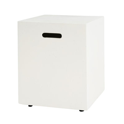 16X20 Inch White Tank Holder And Side Table, Modern Design Featuring Tiny Pits, Lightweight Concrete, No Assembly, Ideal For Hiding Tanks Propane Tanks, Design, Metal Stand, Blends Seamlessly