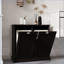 Armoire de tri du linge, deux compartiments inclinables avec sacs amovibles, panneau de fibres à densité moyenne noir E1 | Moderne | Salle de lavage