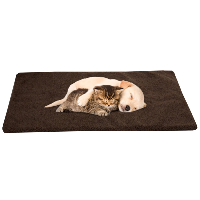 Small Brown Self-Heating Sherpa Pet Crate Pad