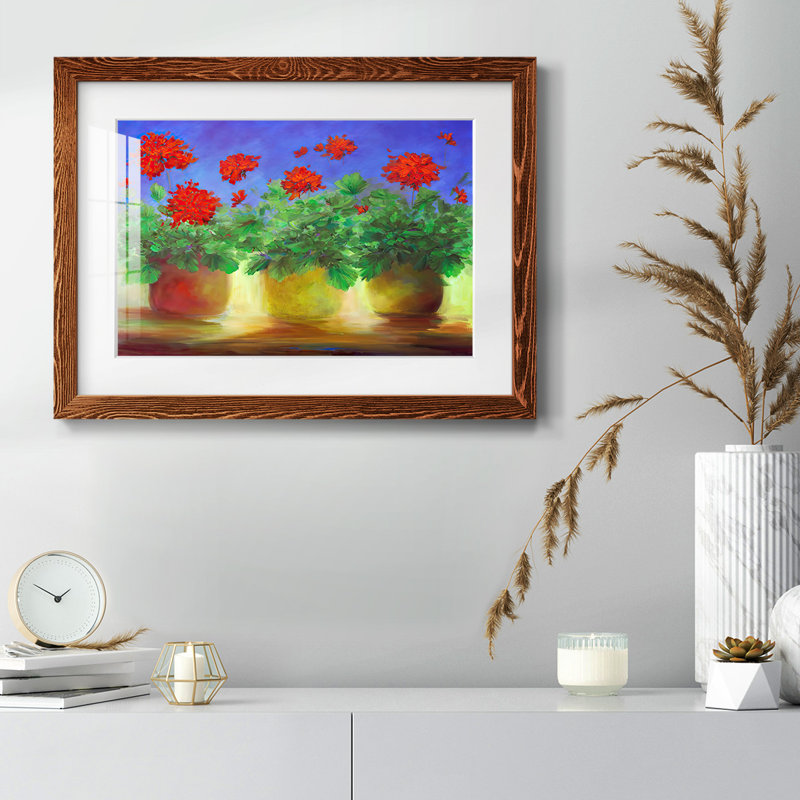 Geraniums II, reproduction d'art encadrée, H 18 po x l 26 po x P 1,5 po, Érable