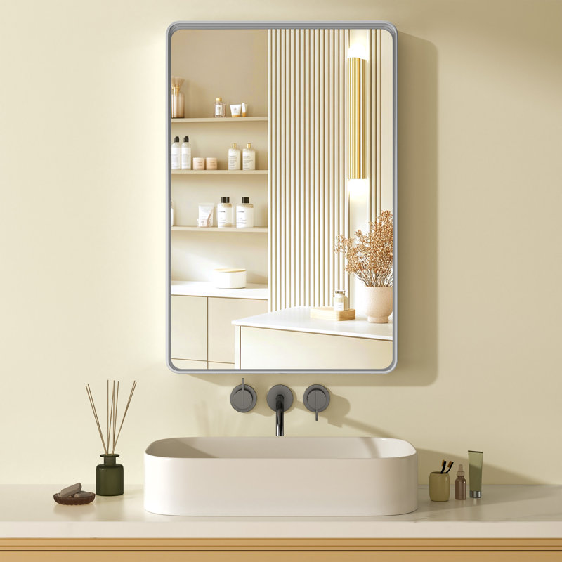 Rafuse Accent Mirror High-Strength Tempered Glass and Aluminum Alloy Framed French Cleat Mounted Wall & Bathroom Mirror 3-Year Warranty