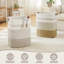 Grand panier à linge avec poignées en cuir - Panier de rangement surdimensionné de 85 L pour couvertures, jouets, serviettes et vêtements sales - Conception en coton tissé durable pour la maison, la salle de bain et l'organisation de la chambre à co-1180406472
