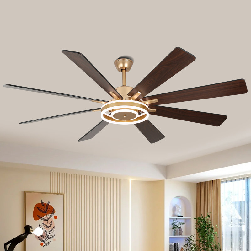 72" Modern Gold Ceiling Fan with Light and Remote, 6-Speed Quiet DC Motor, 3-Color Temperature, Reversible Ceiling Fan for Large Rooms