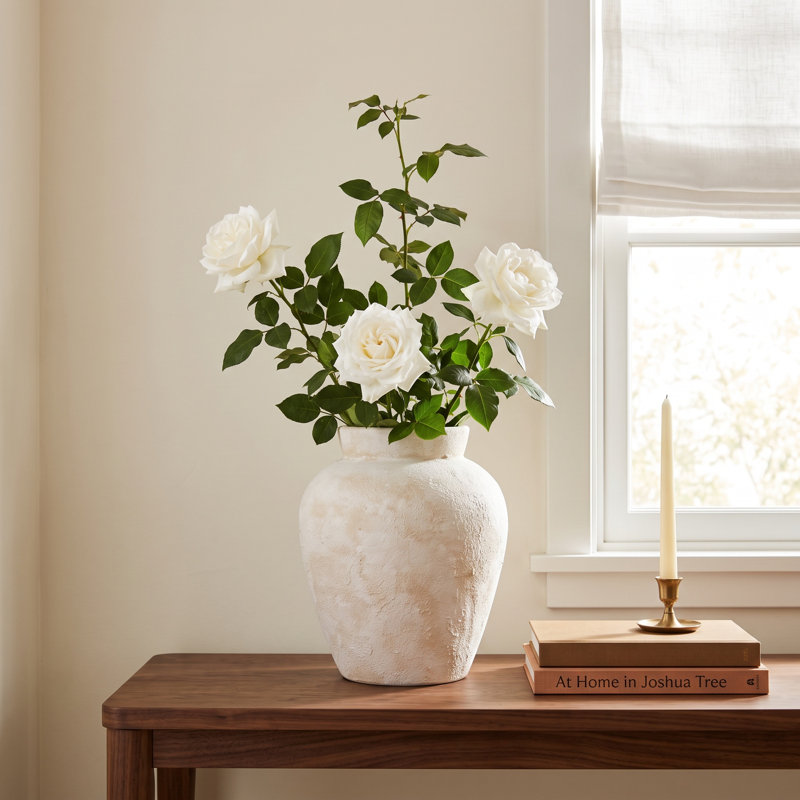 11" Ivory Textured Terracotta Vase