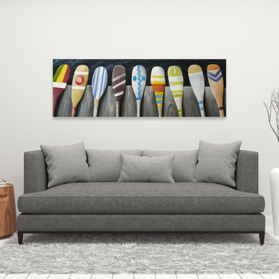 Colorful Paddles on the Dock - Man Cave Canvas Decor