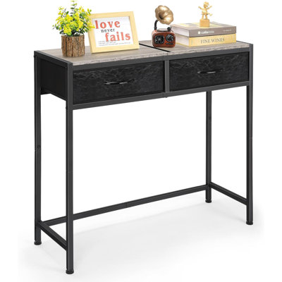 Console étroite, petite table d'entrée avec 2 tiroirs en tissu, canapé Skinny avec rangement