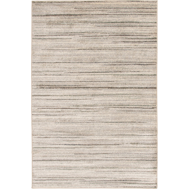 Beachcrest Home™ Nabors Taupe/Blue Waves Indoor Polypropylene Area Rug, Rectangle 4'11" x 7'