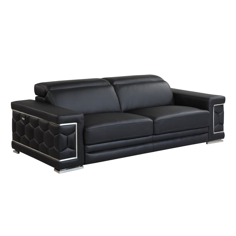 Canapé en cuir italien Top Grain, Cuir noir