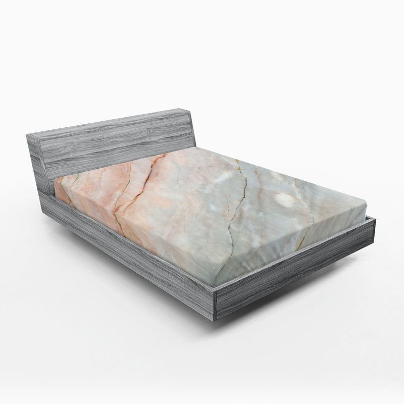 Drap-housse Ambesonne, Marbre gris pâle / pêche, Drap-housse de taille double