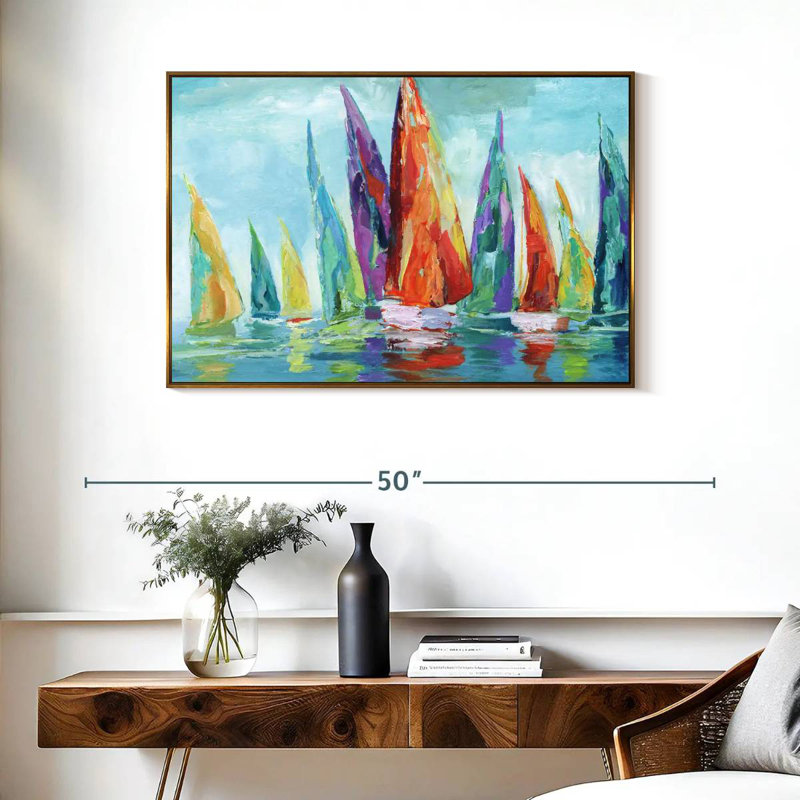 Fine Day Sailing I, Floating Frame Gold, 37" X 25"