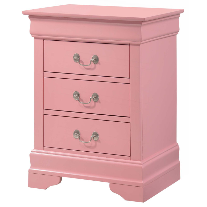 Table de chevet traditionnelle avec tiroirs, Rose
