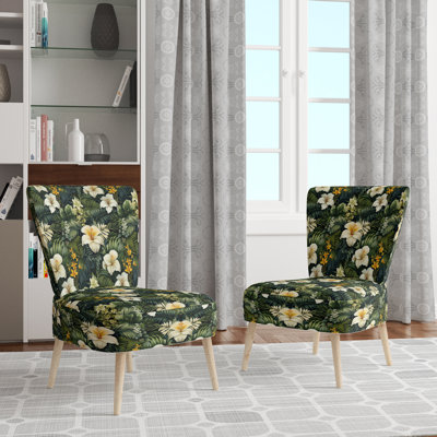 Chaise d'appoint rembourrée Boho Botanical Oasis Palm I
