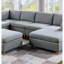 Canapé modulaire 8 pièces, gris, bois moderne et pour salon de style contemporain, tissu gris, dossier épuré