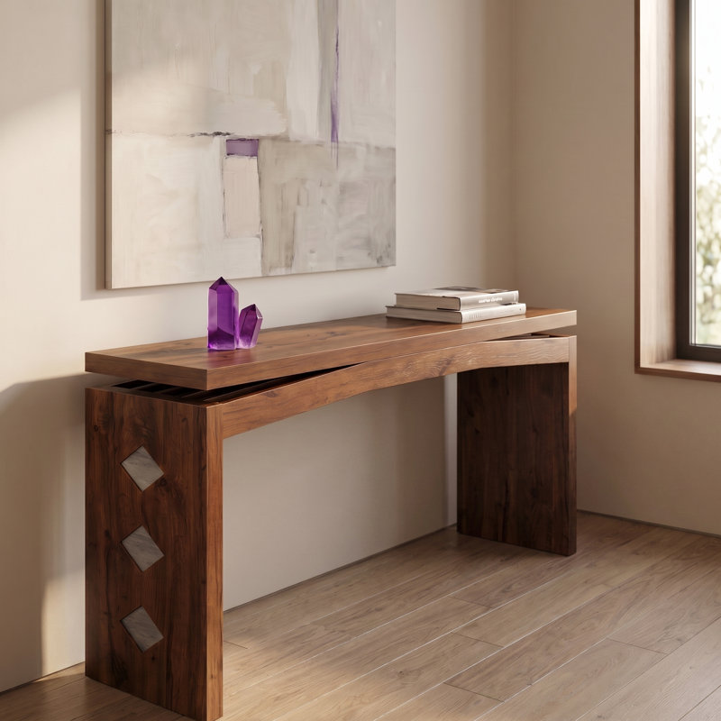 Table de couloir étroite avec console, conception organique, Naturel