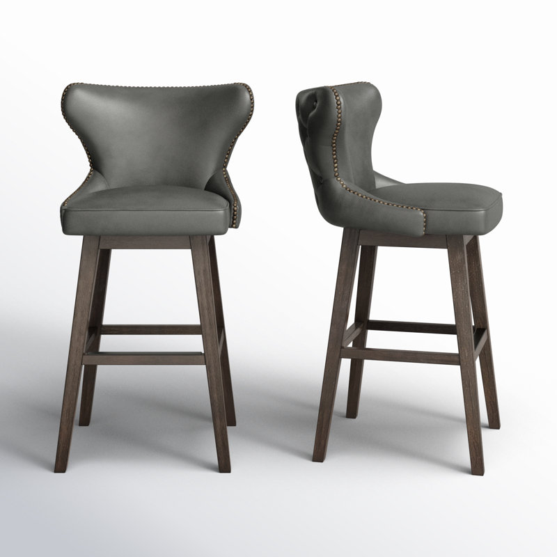Carline Caraline Swivel Counter & Bar Stool, Bar Stool (30" Seat Height), Wax Elephant Faux Leather
