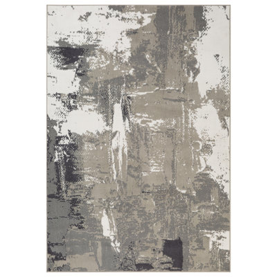 Nemaha Transitional Abstract Durable Performance Gray/Ivory Area Rug