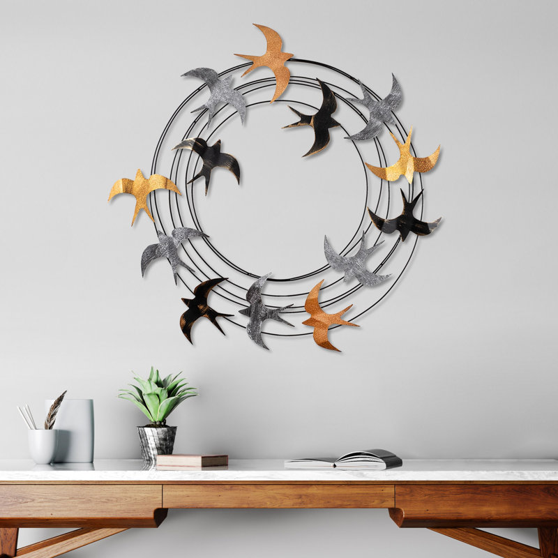Hand-Painted Decorative Metal Wall Accessory, 34.3 x 34.3 x 2.0 inches | 100% Metal, Thickness: 0.06 inches | Unique Color Variations, Easy Wall Hanging | Perfect for Home Decor & Artistic Touches