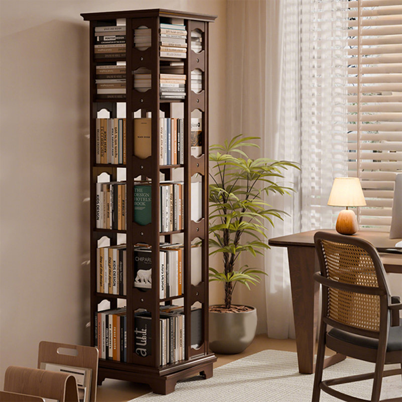 Nut-Brown Modern Solid wood rotating bookshelf